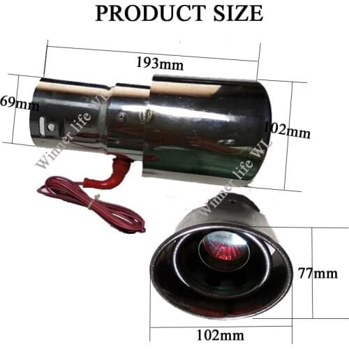 New Catch Eyes End Pipe Inlet 69 mm Spray Fire Tubes Muffler With Light Universal Exhaust Tips Straight Flat Export 4 Colors