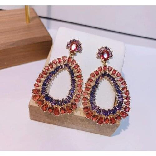 HIBRIDE 2019 Water Drop Design Women Fashion Drop Earrings Cubic Zirconia Bridal Jewelry boucles d oreille femme E-583