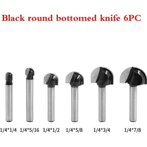 Fine black round bottom cutter 1 / 4 handle woodworking milling cutter half round ball head relief arc engraving machine ball cu