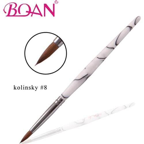BQAN 10 Pcs #8 Manufacturer Direct Kolinsky Sable Hair Nail Art Brushes Acrylic Handle Nail Beauty Brush Manicure Art Tool