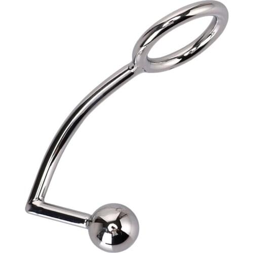 40/45/50mm Penis Rings With Anal Plug Metal Cock Ring Bdsm Scrotum Anus Penis Stretcher Sex Toys For Men Masturbators Anal Toys