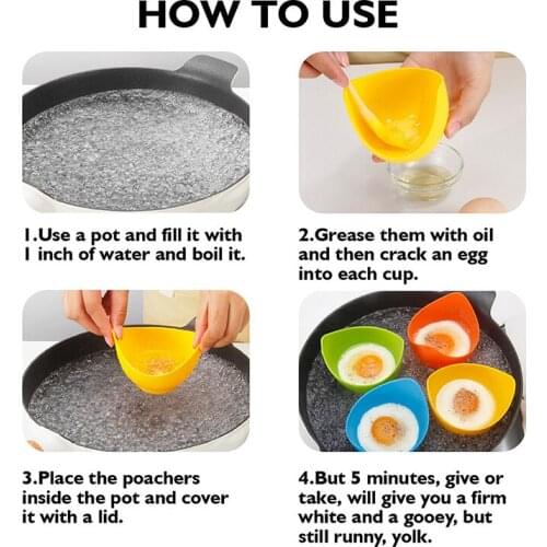 Poached Egg Cooker Food Grade Non Stick Silicone Egg Poaching Cup for Microwave or Stovetop Kitchen Supply xqmg Egg Tools Kitche