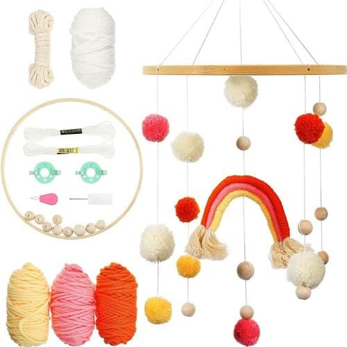 DIY Baby Crib Mobile Kit Mobile Rainbow Hanging Toy Wind Chimes Bell Cot Mobile Toy Set For DIY Newborn Room Ceiling Decoration