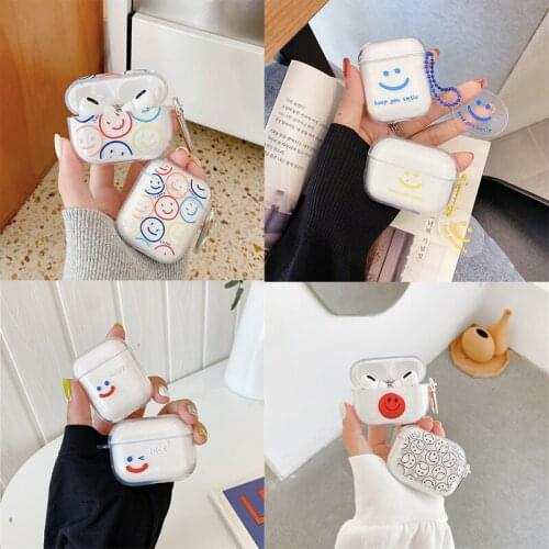 Smiley Soft Clear Silicone Earphone Shell for Apple Airpod 2/1 Cover for Airpod Pro 3 Earphone Case for Airpods Capa Fundas