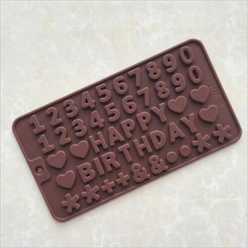 NHM 1 pcs Food grade silicone birthday happy chocolate flip chip chocolate mold