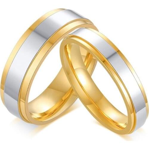 Gold Color Wedding Bands Ring for Women Man Stainless Steel Forever Lover Gifts Ring anillo