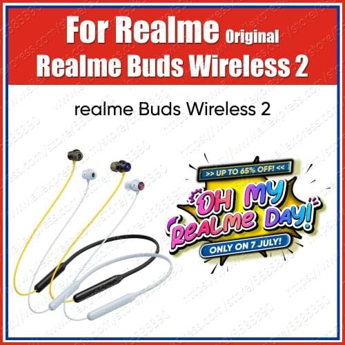 RMA2009 25dB LDAC ANC Original OPPO Realme Buds Wireless 2 Bluetooth Earphones Neckband headset Realme 8 Pro X7 Pro GT Neo Q3