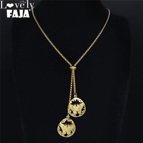 Stainless Steel Pendant Necklaces Women Gold Color Butterfly Long Necklace Jewelry cadenas de acero inoxidable para mujer NXS03