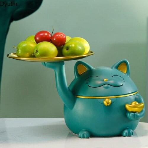 DyuIhr Nordic Animal Abstract Cat Storage Tray Resin Crafts Housewarming Gift Home Entrance Key Storage Living Room Decoration