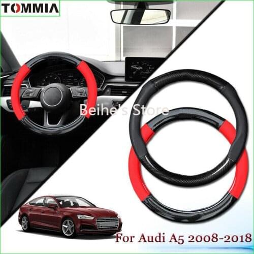 Anti-Slip Carbon Fiber Leather Car Steering Wheel Cover For Audi A5 2008-2018