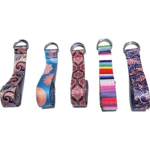 Adjustable Yoga Belt Printed Yoga Stretch Belt Washable Sport Stretch Strap D-Ring Belts Yoga Strap Fitness Rope 183x3.8cm