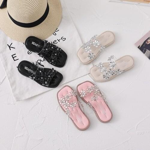 Girls Sandals 2021 Summer New Fashion Flower Rhinestone Flat Shoes Wearing Roman Beach Shoes Fashion Cute Casual Flats Sweet Hot