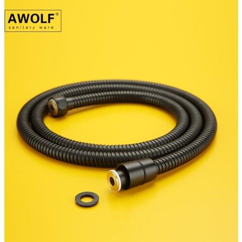 Black Shower Hose Flexible Stainless Steel Shower Tube With Brass Nuts For Hand Held Sprayer And Shower Head Bathroom AF6131