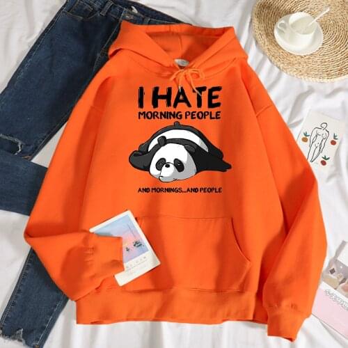 I Hate The Good Morning Female From Theduc Print Hoody Women Fashion Street Clothing Autumn Fleece Oversize Sweatshirt New Tops