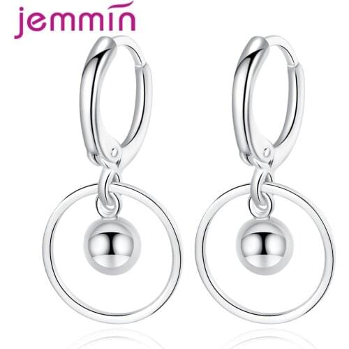 Simple Metal Made Woman Girl Earrings 925 Sterling Silver Round Loop Dangle Eardrop Jewelry for Appointment Ball Party Fashion