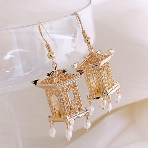 Zlxgirl jewelry luxury fashion Lantern shape copper material female earrings high-grade pearl earrings women brincos