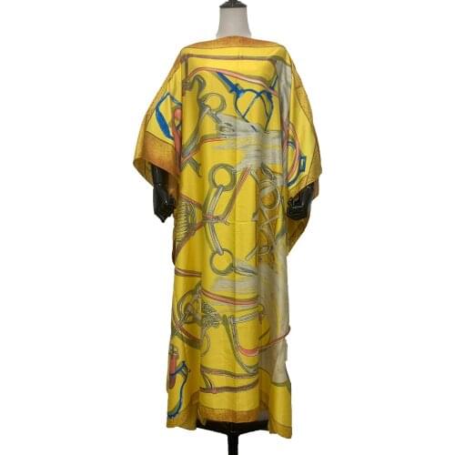 Американская одежда 2021Saudi Arabi Summer Bohemian Silk Lady Kaftan Dresses Causal Printed Women Robe European vestidos