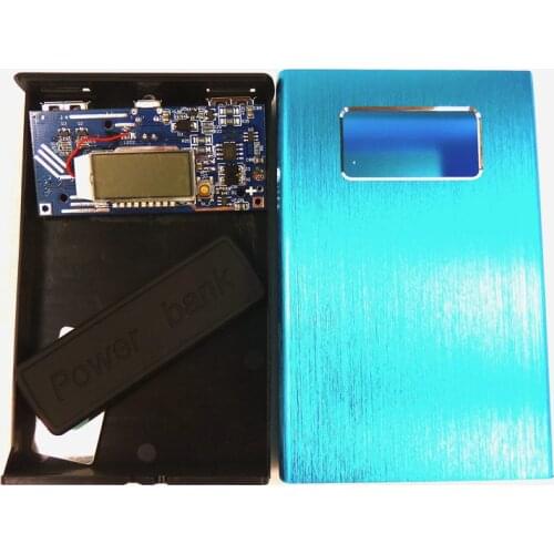 10sets/lot DIY Aluminum alloy Power Mobile LCD Display Shell Power Supply Charger Treasure Case + 5V Step Up Power Circuit board