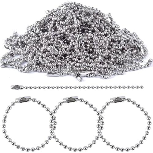 100pcs Dia 2.4mm Beaded Ball Chain Bulk Jewelry Beaded Roller Chain with Matching Connectors for DIY Jewelry Making Supplies