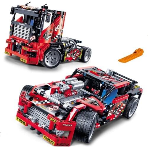 2 In 1 Transformable Car Model Building Block Sets Decool 608pcs Race Truck Car Compatible Technical 3360 DIY Toys Gift