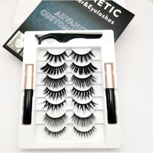 20Set/Lot Seven Pairs Of Mixed Magnet False Eyelashes Set Natural Simulation 3D Adhesive Free Magnetic Eyelash HA2326