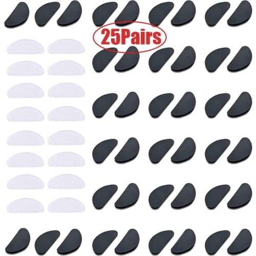 25Pairs Glasses Nose Pads Adhesive Silicone Nose Pads Non-slip White Thin Nosepads for Glasses Eyeglasses Eyewear Accessories