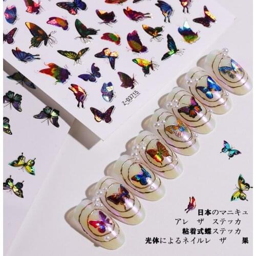 1 sheet 3D Nail Sticker Embossed Butterfly Designs Adhesive Transfer Sliders Manicure Nail Art Decoration