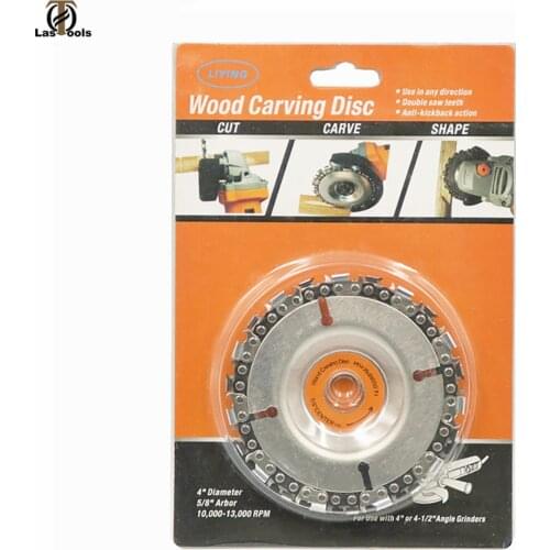 4 Inch Grinder Disc and Chain 22 Tooth Fine Cut Chain Set For 100/115 Angle Grinder Woodworking carving Grinding and cutting