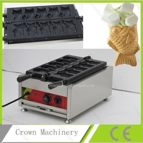 Commercial 110v 220v Electric 5pcs Ice Cream Taiyaki Fish Waffle Maker Iron