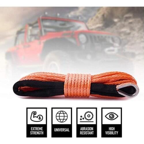 8MM x 12M Orange Synthetic Winch Rope String Line 12 strand off-road UHMWPE Cable Towing Rope With Sleeve for ATV/UTV/SUV