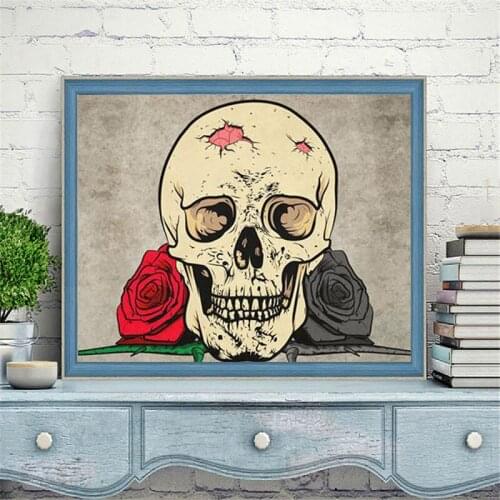 5D Diy Diamond Painting Cool Skull Pictures Embroidery Full Drill Mosaic Cross Stitch Art Kits Rhinestones Decoration Gifts