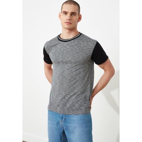 Anthracite Men 'S Regular Fit Cycling Neck Short-Sleeve T-Shirt Good Quality Affordable MODERN Daily