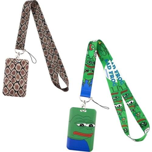FD0718 Sad Frog And Python Keychain Neckband Lanyard USB ID Card Badge Holder Mobile Belt Lanyard Mobile Phone Accessories