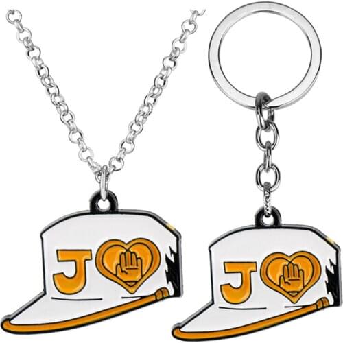 JOJOS BIZARRE ADVENTURE Keyring Anime Kujo Jotaro Hat Cap Shovel Rope Chain Pendant Necklace Metal Charm Keychain Key Chains