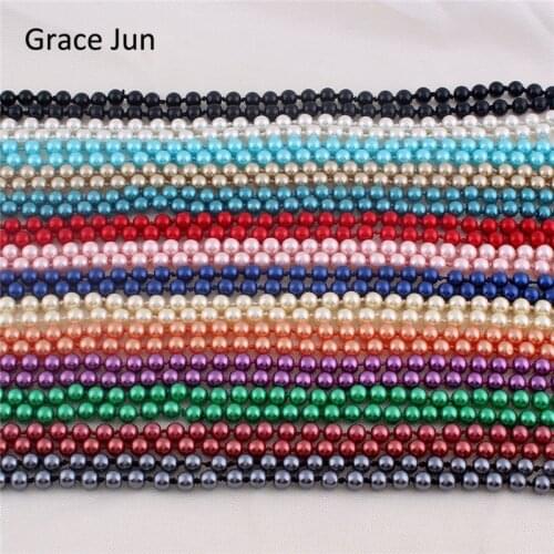 Grace Jun 14 Colors High Quality Luxury Fashion Glass Simulated Pearl for Women Party Wedding Handmade Long Pearl Necklace 55"