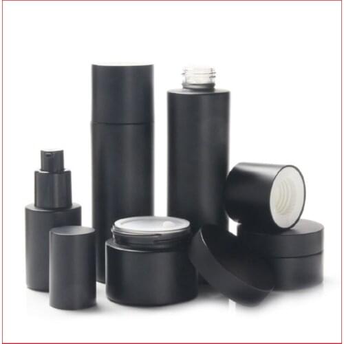 30/50/30/100/120ML black Empty glass bottle/jar lotion/mist spay pump Cosmetic Packing Refillable Bottles