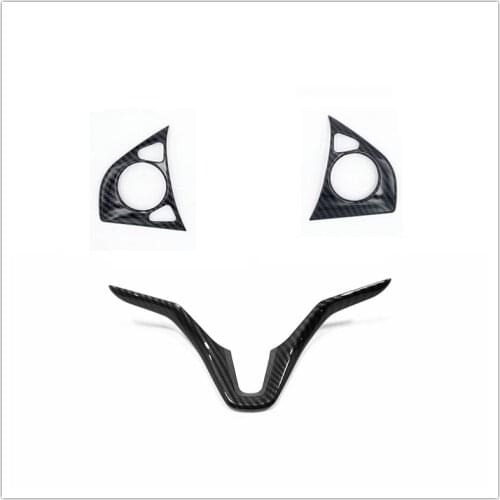 For Honda Jazz GK5 2015-2019 Interior Steering Wheel Sequin Cover Moulding Frame Trims ABS Carbon Sticker Car-Styling Accessoriy