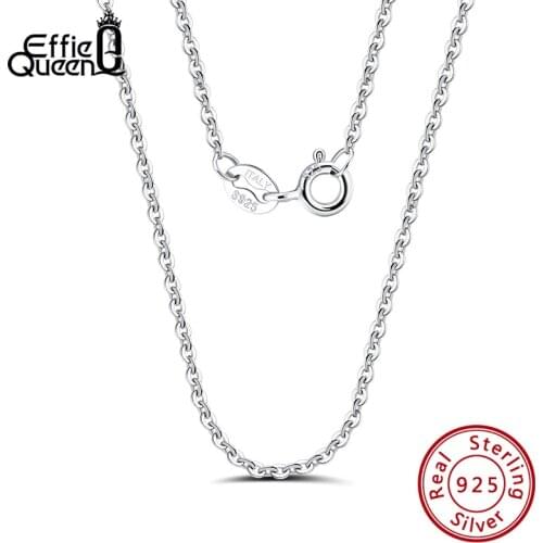 Effie Queen 1mm O Cross Chain Necklace 100% 925 Silver Length 40cm 45cm 50cm Necklace for Pendant Woman Man Jewelry Gift SC20