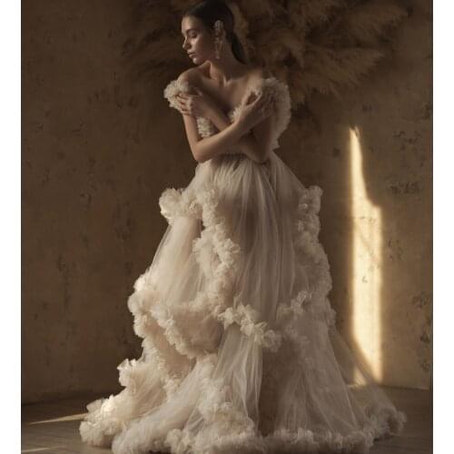 Elastic Maternity Dress Gown for Photo Shoot Props Luxury Ruffles Maternity Photography Gown Costume Bridal Dresses Bathrobe