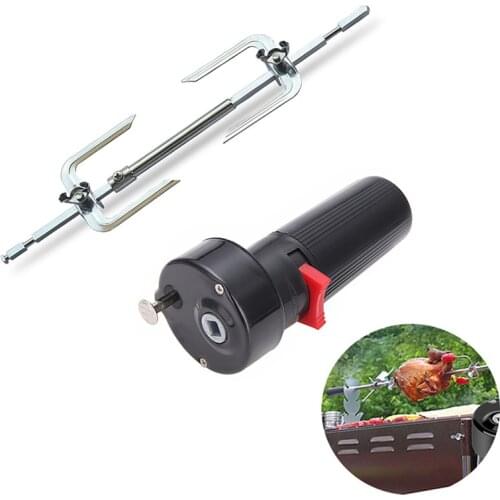 Electric BBQ Motor W/ Roast Branch Metal Outdoor Camping Roasted Beef Forks Turkey Lifters Chicken Roaster Rack Cooking Tool Set