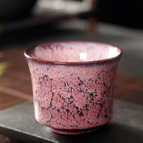Jianzhan Kiln Baked Single Cup Colorful Temmoku Glaze Cup Ceramic Cup Master Cup Tea Bowl Personal Cup