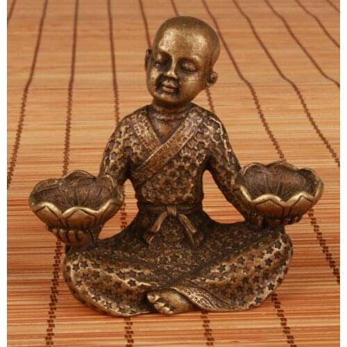 CHINESE BRONZE STATUE FIGURINES SOLID MONK SPIRITUAL OLD COLLECTION GIFT Statues