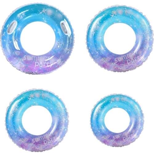 E56D Swimming Ring Thickened PVC Rainbow Pattern Swimming Ring Underarm Ring Circle Pool Float Outdoor Pool Buoy Mattress