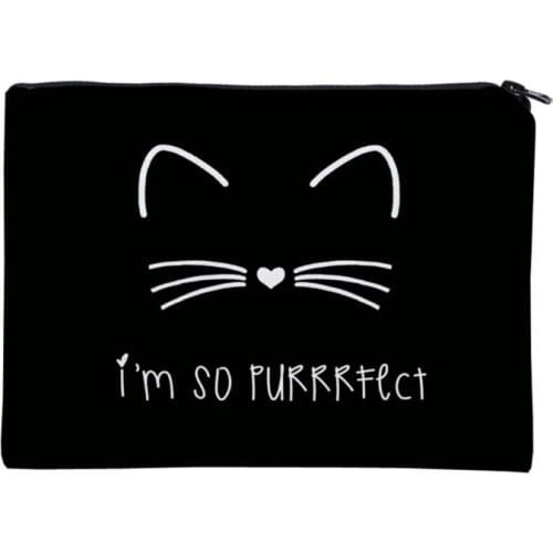 Cosmetic Bag with Pendant Cute Cat Printed Small Makeup Bags Travel Waterproof Toiletry Bag for Women Girls 066F