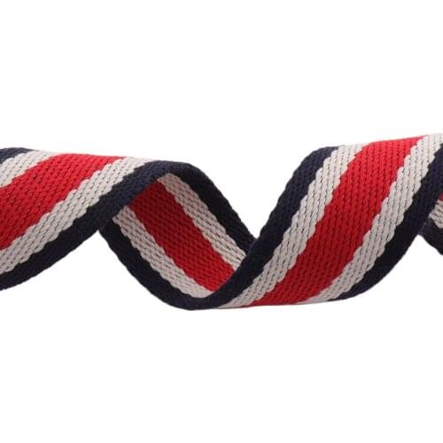 Red Striped Webbing ribbon 38mm Fashion Handbag Webbing Strap Cotton Backpack strap ribbon Belt strap Tote luggage strap