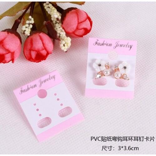 Mini Jewelry Earring Packaging Cards 100pcs/lot 3x3.7cm Cute Pink White Color Plastic Cards Ear Stud Jewelry Display Hang Tags