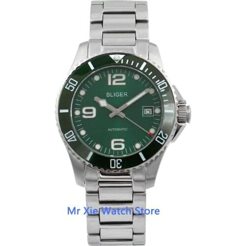 Bliger 40mm Miyota Mens Automatic Watch Ceramic Bezel Sapphire Glass Luminous Waterproof Wristwatch Men