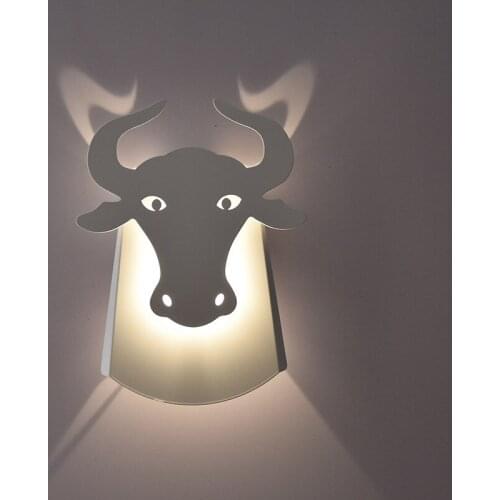 Nordic Bull Head LED Wall Lamp Cow Metal Wall Sconce Modern Lights Living Room Bedside Aisle Corridor Light Fixtures Decor Lamps
