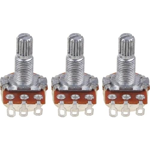 OOTDTY 3pcs B250k Potentiometer Splined Pot Electric Guitar Bass Effect Amp Tone Volume 10mm Shaft Parts