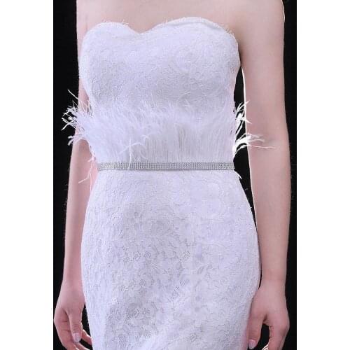 JaneVini Beaded Feathers Decoration Bridal Belts Crystal Rhinestone Belt for Wedding Dress Jeweled Bride Bridesmaid Women Sashes